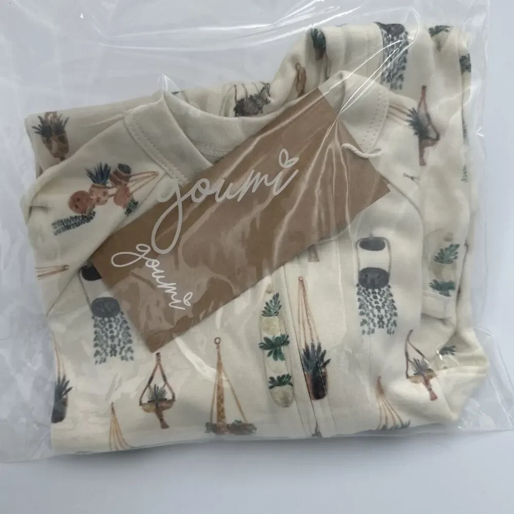 Goumi Kids Baby Macrame‎ Footie 0-3 Months Sleeper Zippy Jumpsuit Bamboo Plants